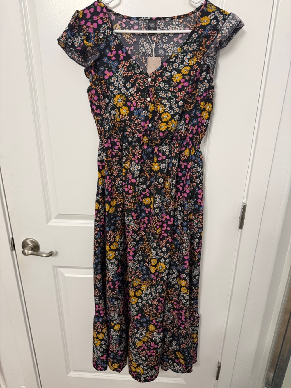 Black Floral Maxi Dress (NWT)
